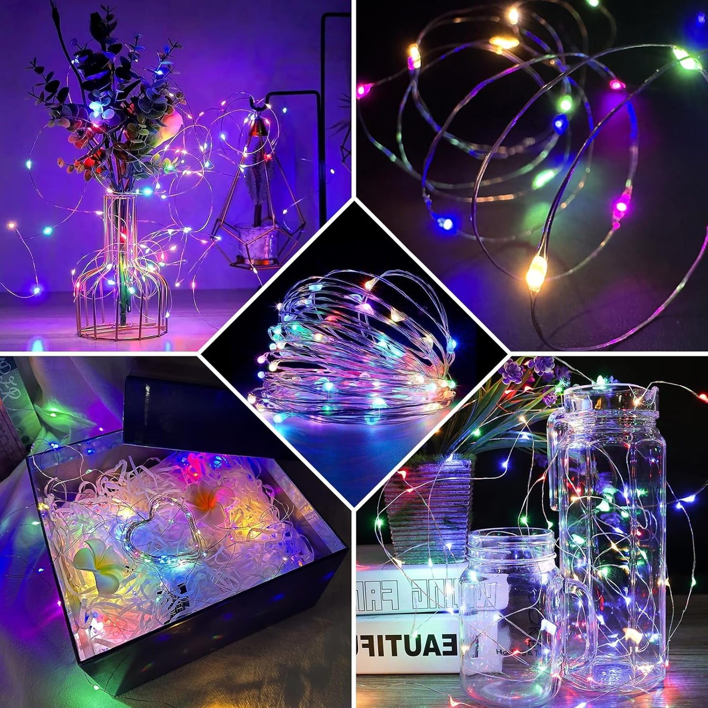 Skiennix 50 Pack Fairy Lights - 7Ft 20 LED Twinkle String Lights | Battery Operated & Waterproof for Parties, Weddings, and Decor