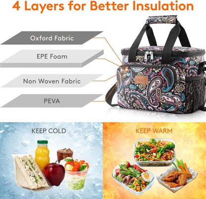 Lifewit Insulated Lunch Bag - Soft Cooler Tote for Adults | Paisley Design, 12-Can Capacity (9L)