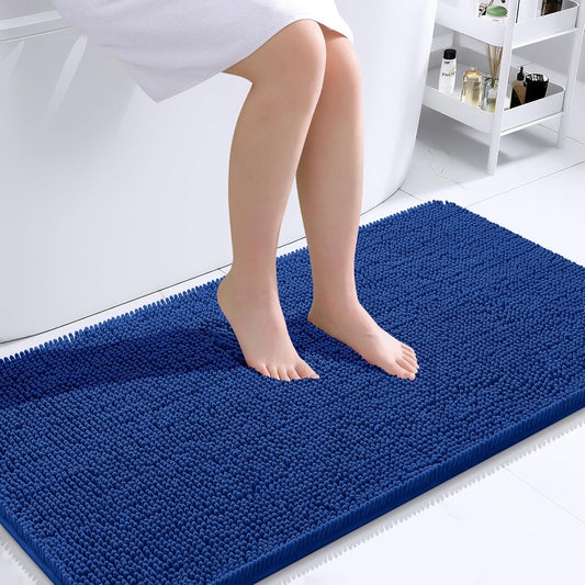 OLANLY Bathroom Runner Rugs - Soft Absorbent Chenille with Rubber Backing | Quick Dry, Machine Washable, 44x24 Royal Blue