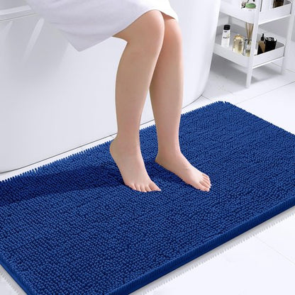 OLANLY Bathroom Rugs 40x24, Extra Soft Absorbent Chenille Bath Rugs, Rubber Backing Quick Dry, Machine Washable Bath Mats for Bathroom Floor, Tub and Shower, Home Decor Accessories, Royal Blue