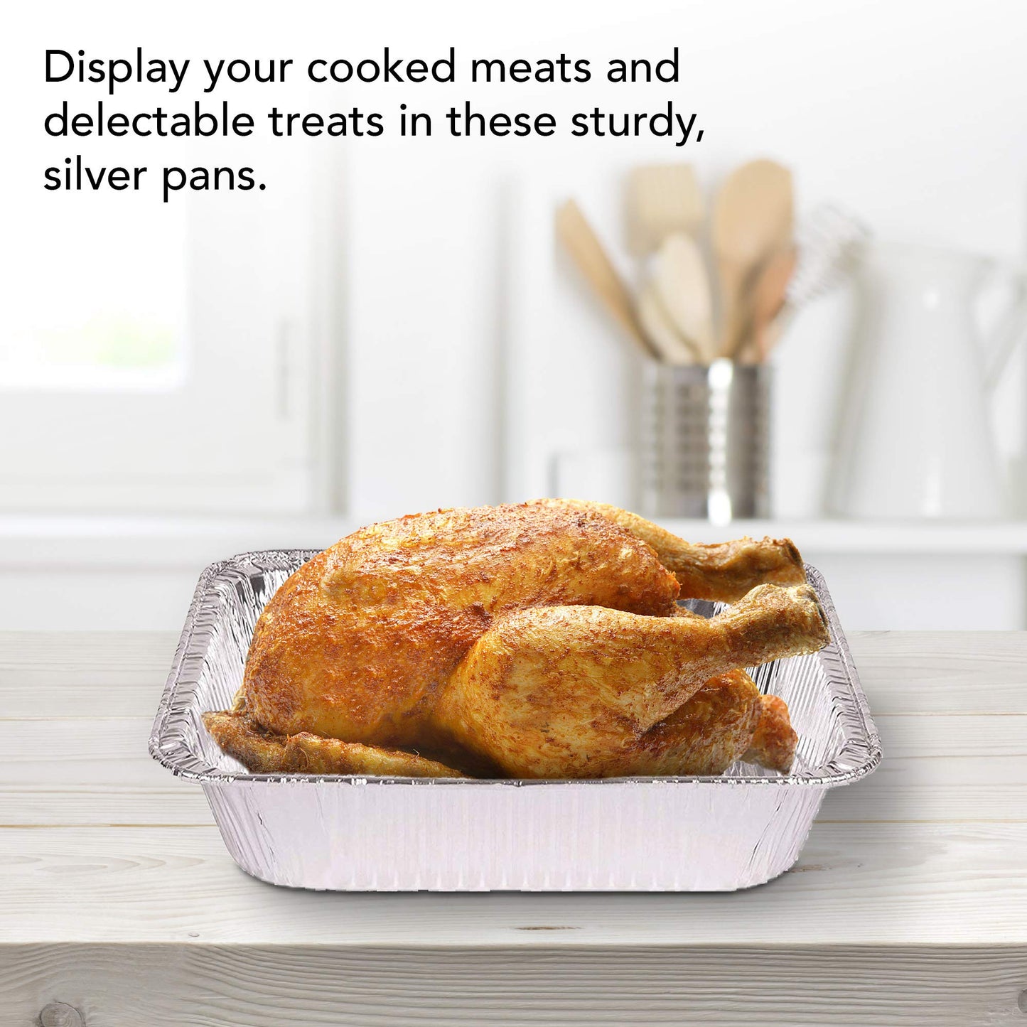 Aluminum Pans 9x13 Disposable Foil Baking Pans (100 Pack) - Half Size Steam Table Deep Pans - Tin Foil Pans Great for Cooking, Heating, Storing, Prepping Food