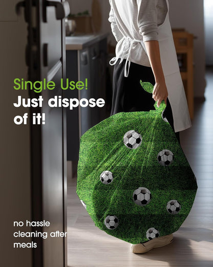 Pureegg Soccer Tablecloths - Disposable Plastic Covers for Soccer Birthday Parties | 54 x 108 Inch, 10 Pack, Green & White