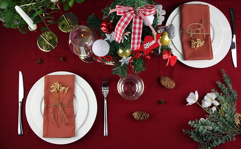 Cinnamon Solid Color Cotton-Blend Dinner Napkins Set of 12, 17 x 17 in