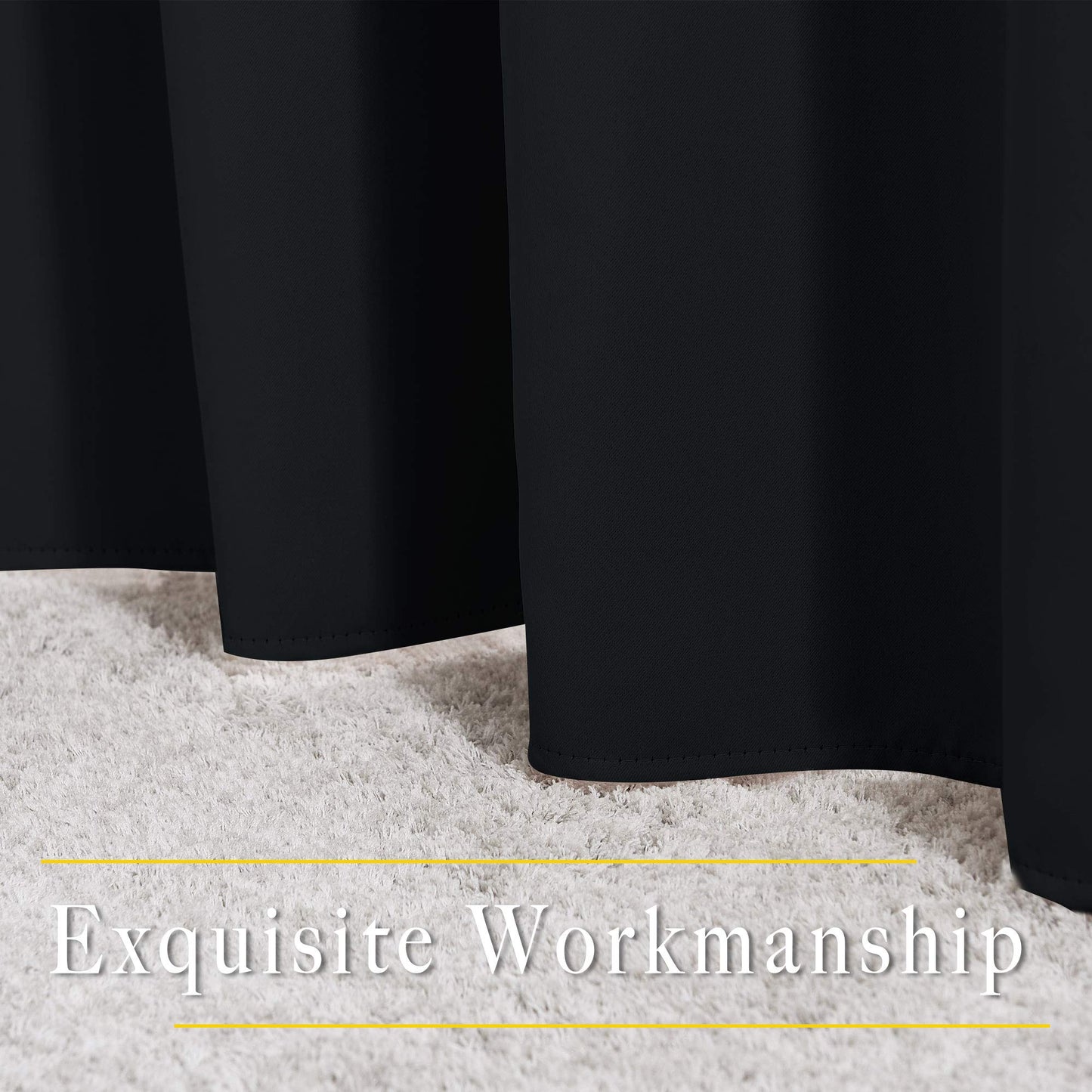 NICETOWN Blackout Curtains 63 inch Length 2 Panels Burg - Easy Care Solid Thermal Curtains Grommet Blackout Window Treatments for Bedroom/Kids Room (W52 x L63, Black)