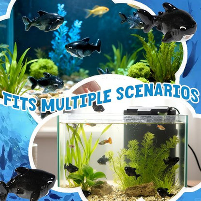 Exasinine 30 Pcs Resin Shark Miniature Decoration Kit - Perfect for Fish Tanks & Fairy Gardens | Black