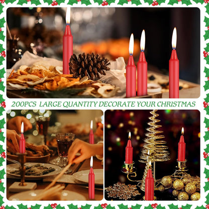 Nuanchu Christmas Pyramids Candles - 200 Pcs Traditional Wax Candles for Holiday Decor | 2.91 x 0.55 Inches