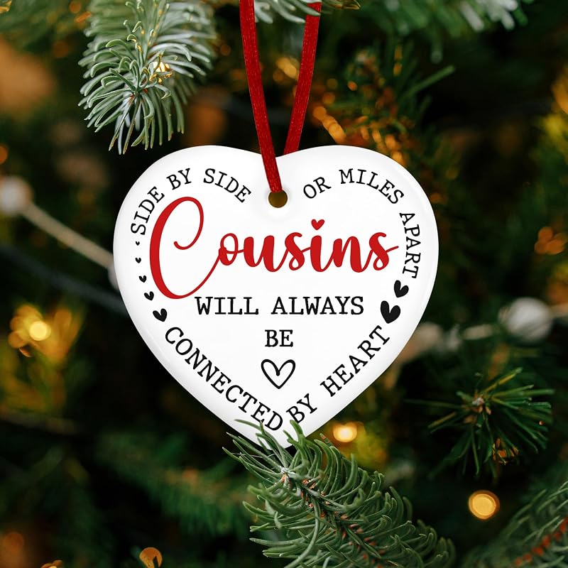 Cousin Christmas Ornament - Heartfelt Ceramic Keepsake Gift for Women & Men (Variation: Cousin)