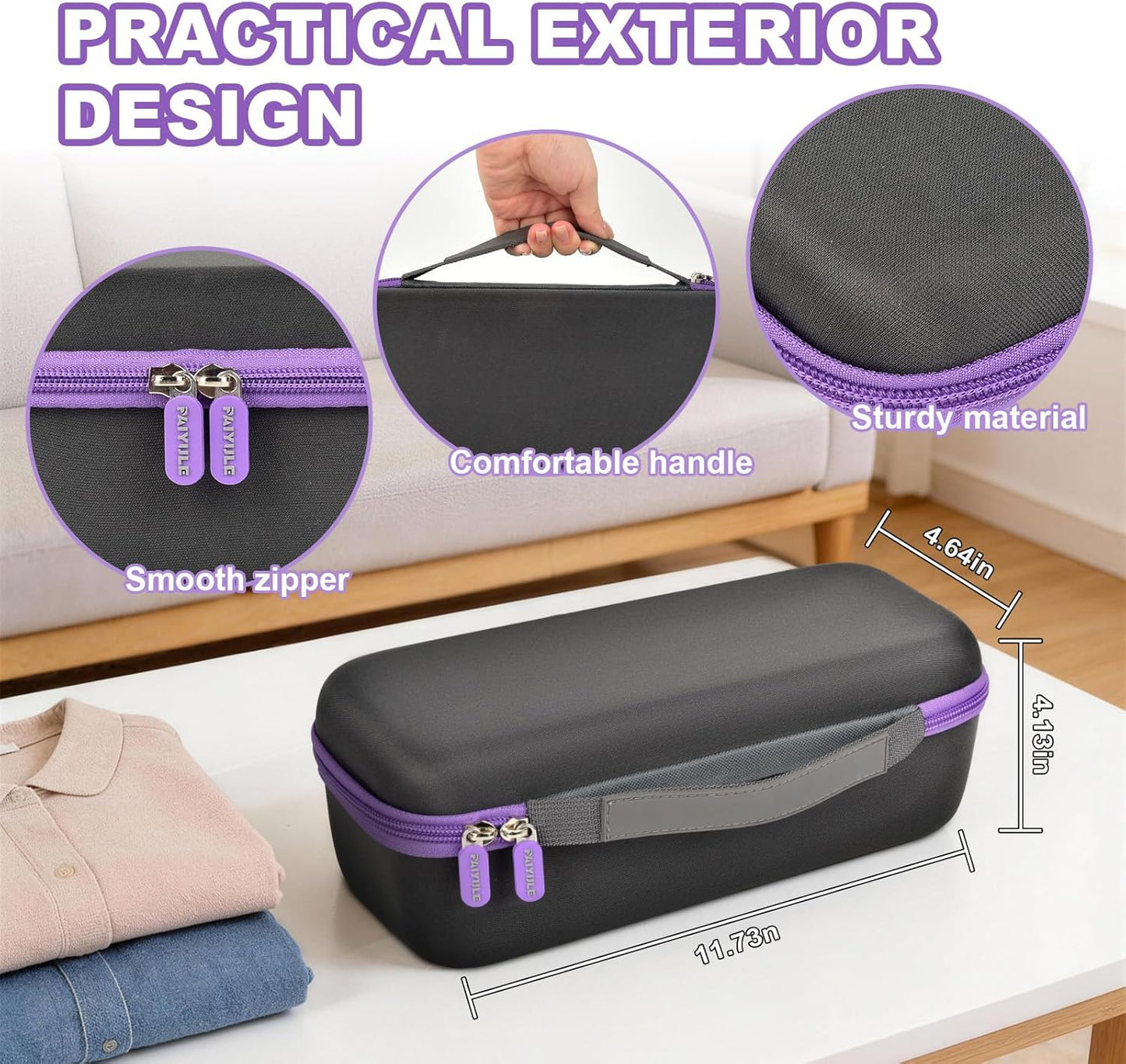PAIYULE Portable Steamer Travel Case - Organized Storage Bag with Mesh Pocket for DRFLASH Steamer | Dark Gray