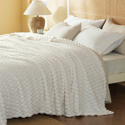 Bedsure King Size Blanket - 350GSM Fluffy Plush Fleece for Cozy Home Decor | Off White, 108x90 Inches