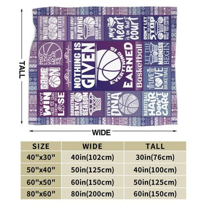 Homieblanket Basketball Blanket for Women Men, Cool Basketball Themed Design Printed Purple Throw Blankets for Teens Adults Lap, Chair Sofa, Soft Fleece Cozy Blanket, 50"x 60"