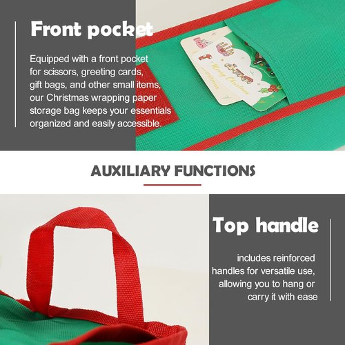 Gift Wrapping Paper Organizer by Skiennix - Storage Bag with Pockets & Handles | 29" x 5.5" x 5.5", Green