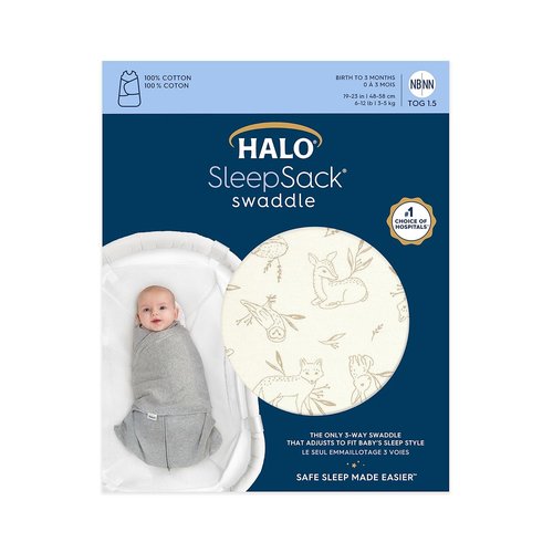 HALO Sleepsack Swaddle - 100% Cotton 3-Way Adjustable Wearable Blanket | Lullaby Forest, Small (3-6 Months)