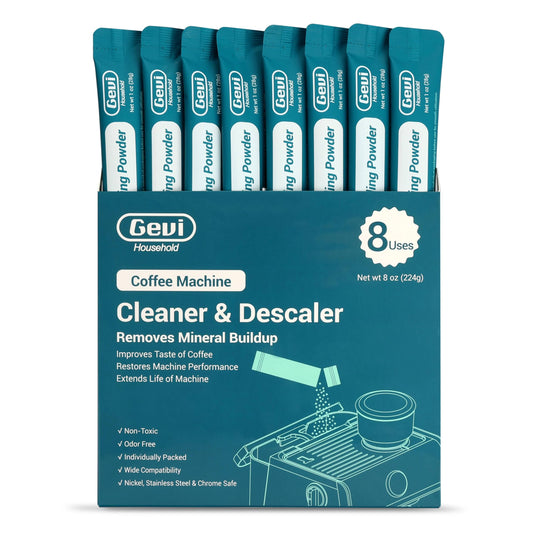 Gevi Household Coffee Maker Cleaner, Espresso Machine Cleaner Powder - 8 Use & Individually Packed for Each Use | Organic Citric Acid Cleaning Solution Compatible with All Major Brands