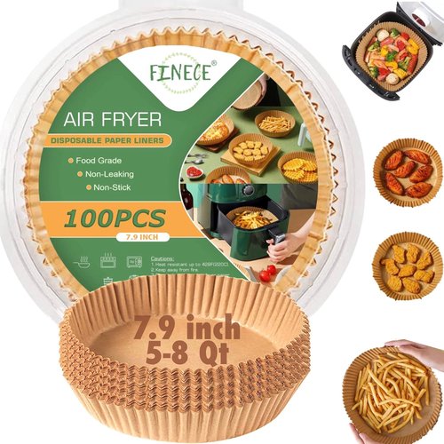 Air Fryer Liners - 100PCS Unbleached Non-Stick Parchment Paper for 5 to 8 Qt Air Fryers | 7.9 Inch