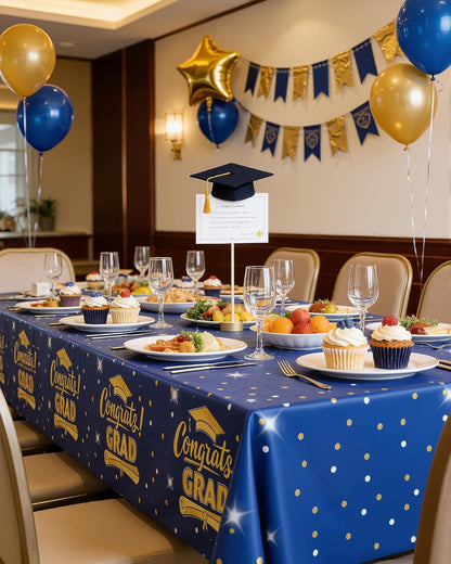 Niuara Blue Plastic Tablecloth - 4 Pack 54" x 108" Disposable Covers for 6FT Tables | Perfect for Parties & Gatherings
