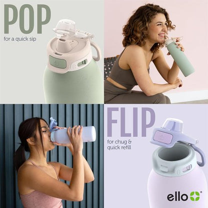 Ello Pop & Fill Insulated Stainless Steel Water Bottle - Quick Fill Lid, Leakproof Design, BPA-Free | 22oz, 32oz, 40oz