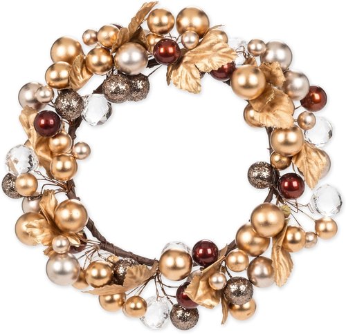 Abbott Collection Beaded Candle Ring - Elegant Gold Design | 6.5" Diameter