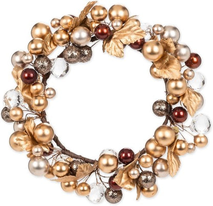Abbott Collection Beaded Candle Ring - Elegant Gold Design | 6.5" Diameter