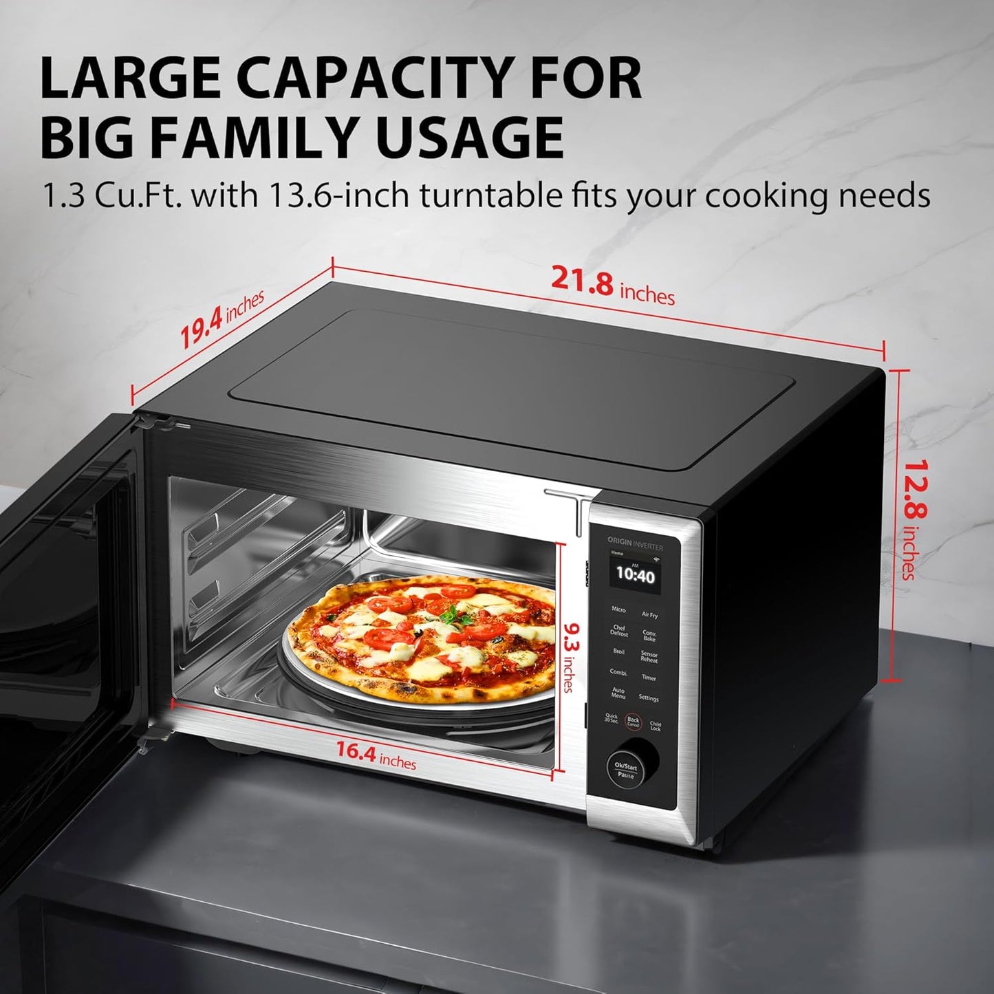 TOSHIBA OptiChef Air Fryer Combo Microwave Oven - 1100W, 1.3 Cu.Ft, Smart Sensor, Silver