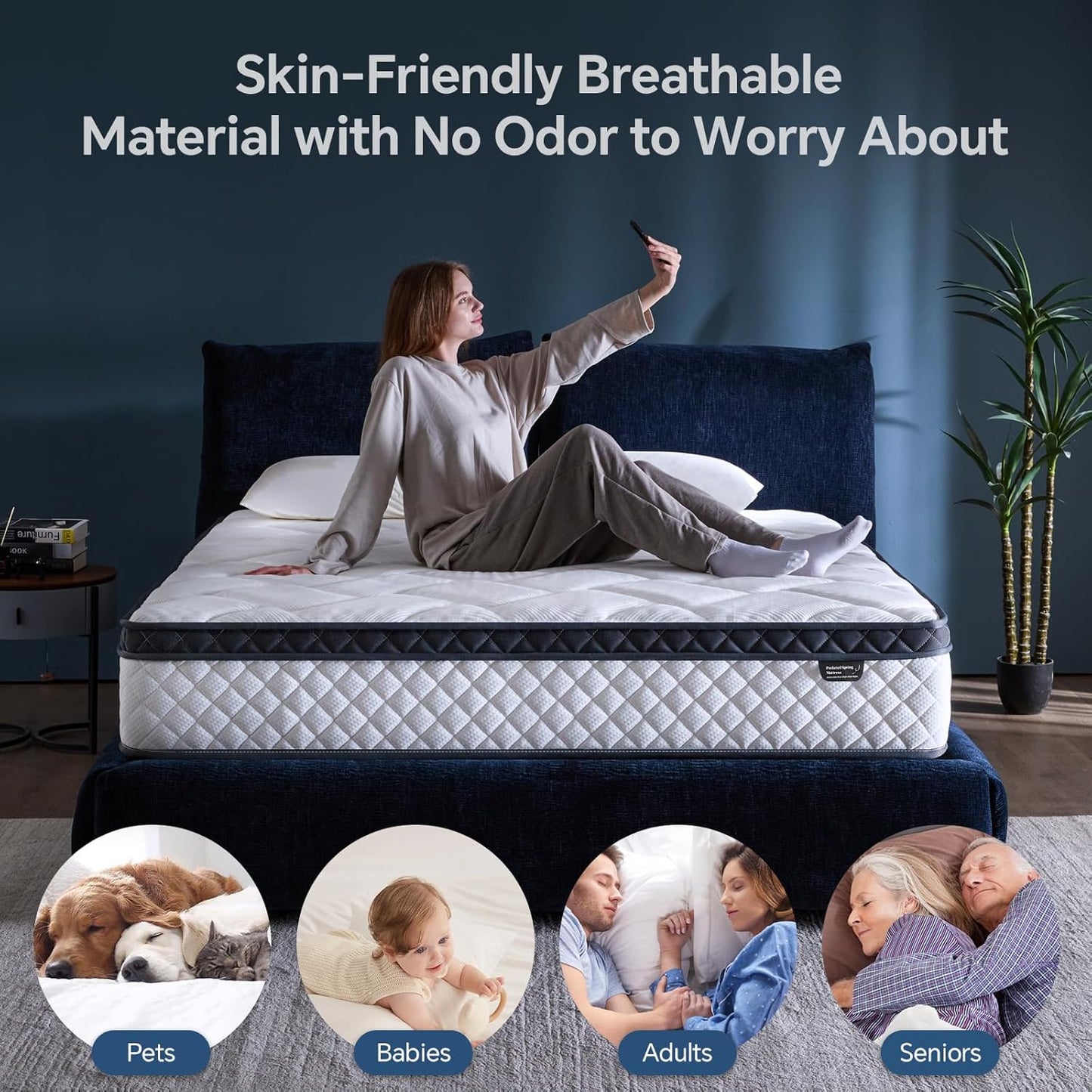 Regine Switzerland Queen Size Mattress - 12 Inch Hybrid with Pocket Springs for Ergonomic Support