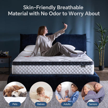Regine Switzerland Queen Size Mattress - 12 Inch Hybrid with Pocket Springs for Ergonomic Support
