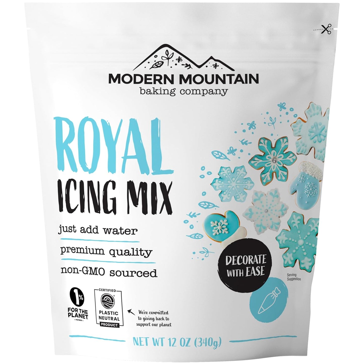 Royal Icing Mix - Premium 12oz Mix for Sugar Cookies | Easy to Use, Naturally Flavored, Gluten-Free