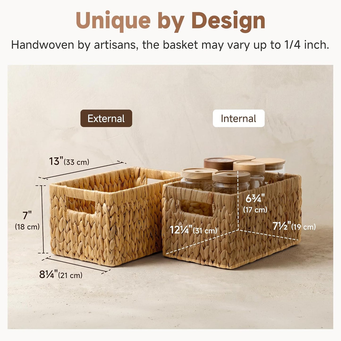 StorageWorks Wicker Basket - Organizing Baskets with Built-in Handles | Medium 2-Pack in Natural Hyacinth