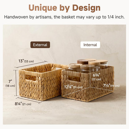 StorageWorks Wicker Basket - Organizing Baskets with Built-in Handles | Medium 2-Pack in Natural Hyacinth