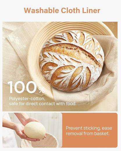 Kootek Banneton Bread Proofing Basket - 9 Inch Round Sourdough Baking Supplies & Liner