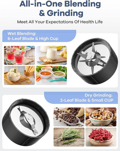 Ganiza Smoothie Blender - 900W Personal Blender with 15-Piece Combo & 4 BPA-Free Cups | Perfect for Shakes & Smoothies