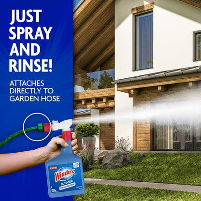 Windex Outdoor Window Cleaner - Ammonia-Free Concentrated Formula for Deep Clean | 32 Fl Oz (Pack of 2)