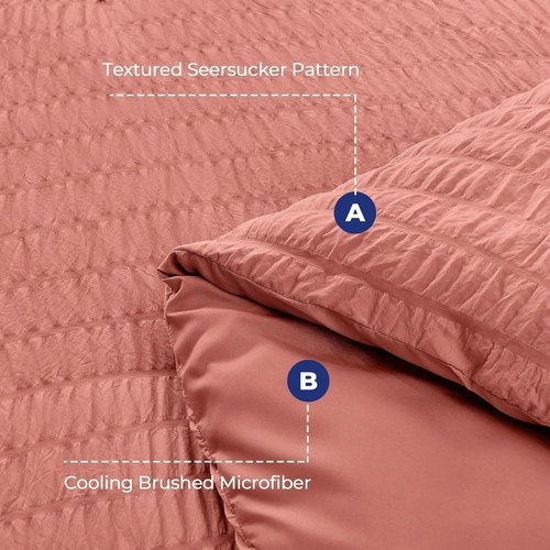 HYMOKEGE King Size Comforter Set - Luxury 7-Piece Seersucker Bedding Set for All Seasons | Includes Comforter, Sheets, Pillowcases & Shams