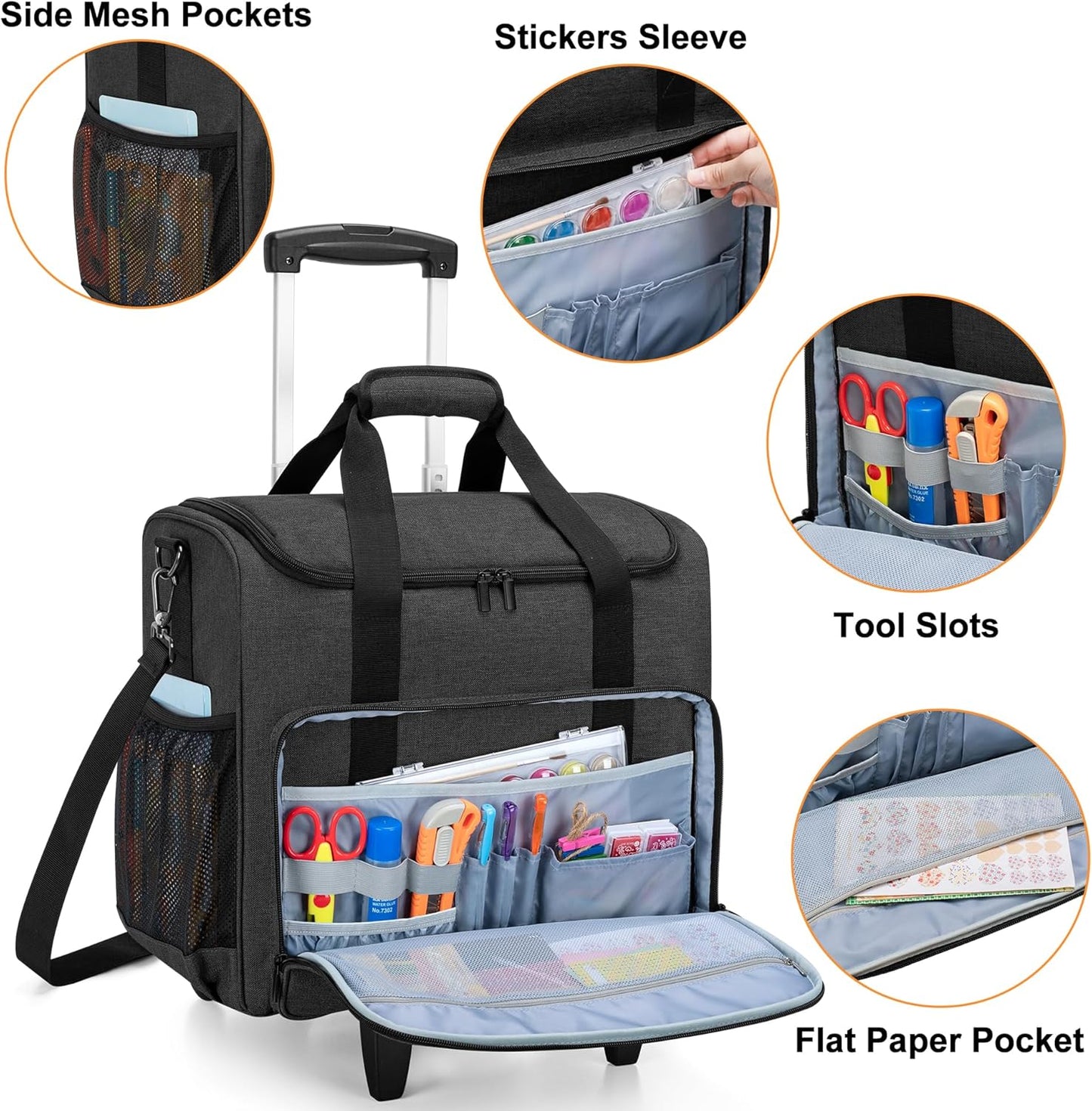 Trunab Rolling Craft Tote - Organize Scrapbooks & Supplies on Wheels | Fits 12x12 Inch Albums
