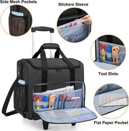 Trunab Rolling Craft Tote - Organize Scrapbooks & Supplies on Wheels | Fits 12x12 Inch Albums