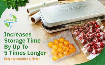 EverFresh Vacuum Sealer Rolls - 11" x 25' | 15% Thicker Embossing | BPA-Free, Compatible with FoodSaver