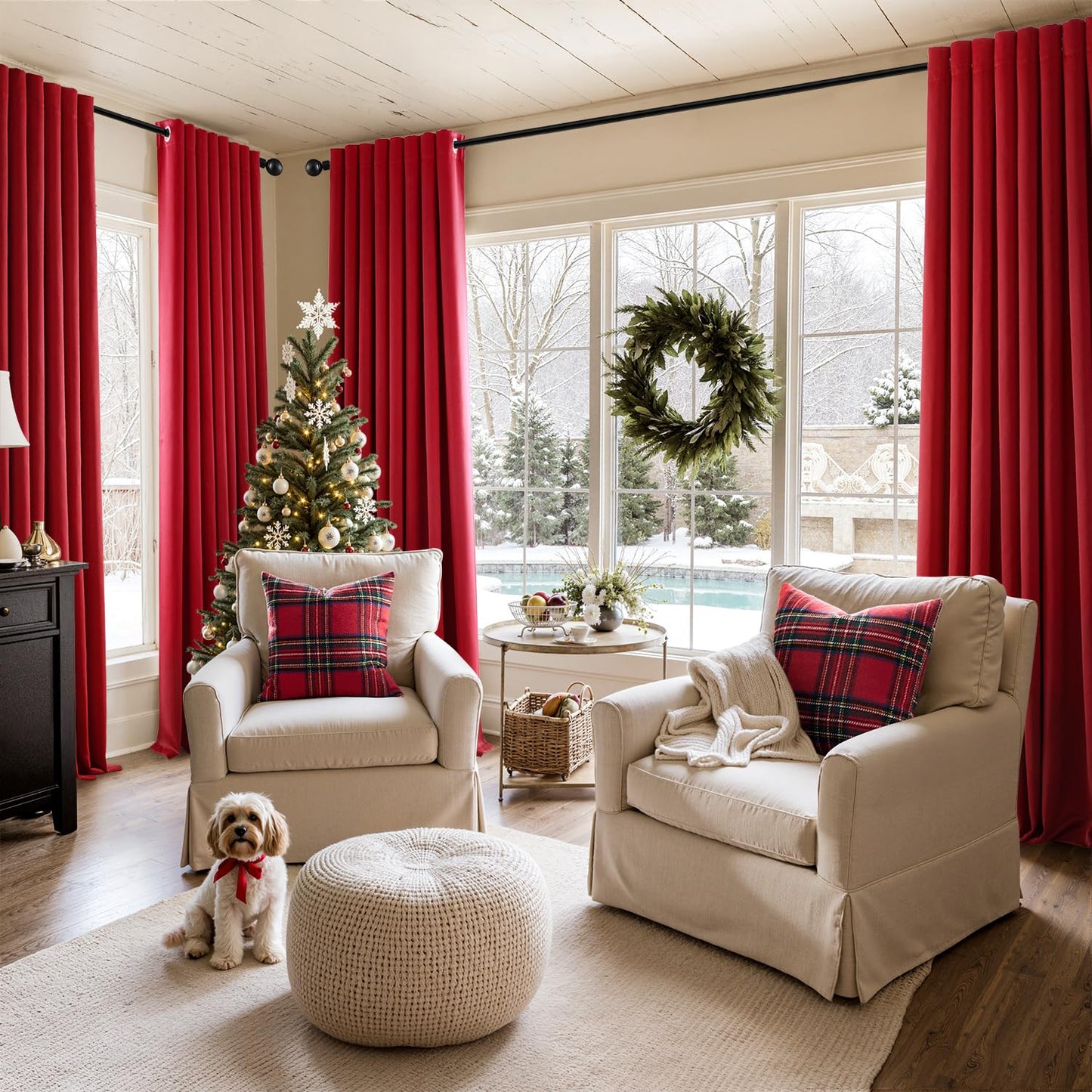 MIULEE Christmas Red Blackout Curtains for Bedroom Living Room 72 Inches Long 2 Panels, Thermal Insulated Room Darkening Drapes Solid Grommet Top Light Blocking Window Treatments 40x72 Inch