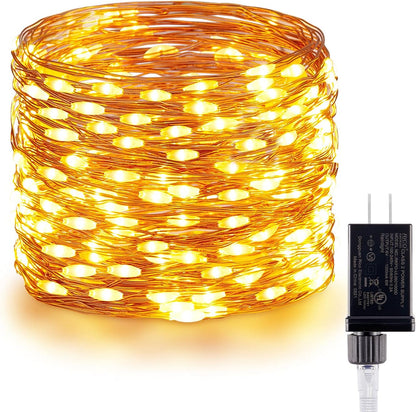 Twinkle Lights by Christmas | 72 Ft 200 LED Fairy String Lights with Plug | Warm White Copper Wire for Bedroom & Party Decor