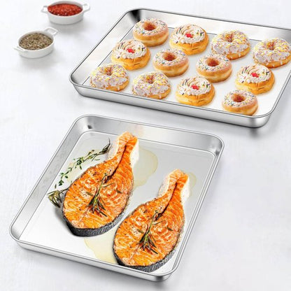 Homikit Baking Sheet Set - 2 Pack Stainless Steel Quarter Sheet Pans, 9 x 13 Inches, Non-Stick & Dishwasher Safe