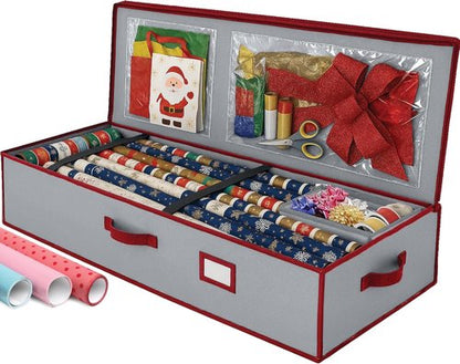 Christmas Wrapping Paper Organizer by [Brand Name] - Storage Bag with Straps & Pockets, Fits Up to 24 Rolls, Gray