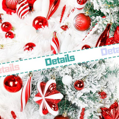 Christmas Ornaments Set, 98pcs Large Shatterproof Christmas Ball Ornaments - Red and White Tree Decorations with Hanging Loop for Holidays, Weddings, Parties