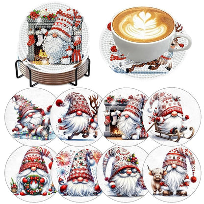 Christmas Gnome Diamond Art Coasters Kit - 8 Pcs by Ekuxom (Variation: Christmas Gnome)