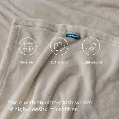 Bedsure GentleSoft Fleece Blanket - Lightweight Plush Cozy Twin Size Oxford Tan, 60x80 Inches