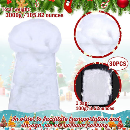 Shappy Artificial White Cloud Fiber | 105.82 Ounce Fluffy Snow Decoration for Christmas Decor