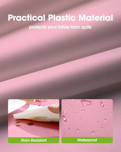 Pureegg Disposable Plastic Table Cloths - 84'' Round, Leakproof & Sturdy, Perfect for Easter and Mother's Day - 10 Pack, Pastel Pink