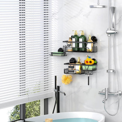ZUNTO Shower Caddy | 3-Piece Suction Cup Organizer Set with Soap Holder & Hooks - No Drilling Required