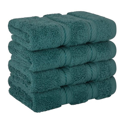 American Soft Linen Luxury Washcloths for Bathroom, 600 GSM 100% Cotton 4 Piece Turkish Wash Cloth Set, 13x13 in Soft Rags for Body and Face, Teal Washcloths