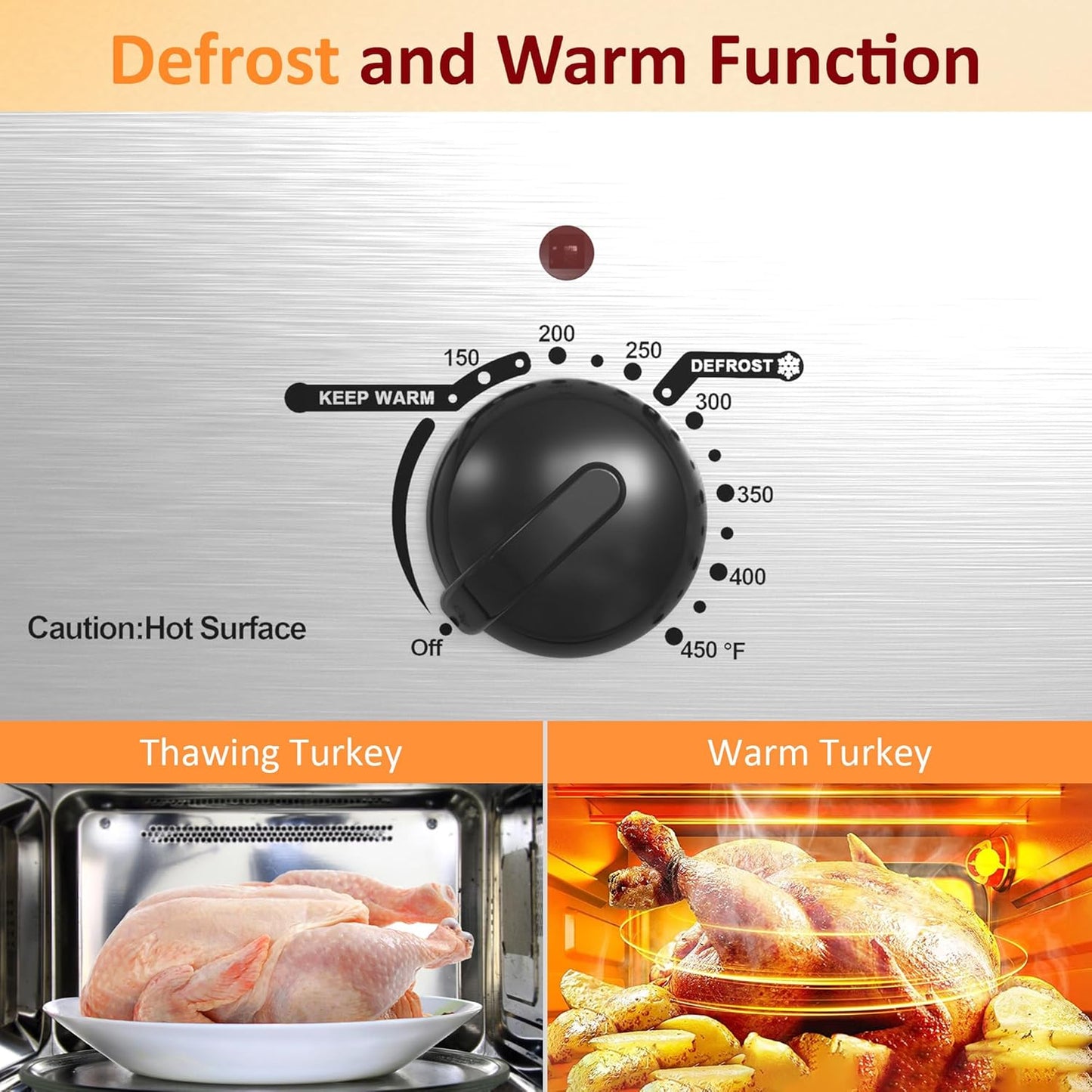 Sunvivi Electric Roaster Oven - 24 Quart Turkey Roaster with Self-Basting Lid & Removable Pan | Stainless Steel Silver