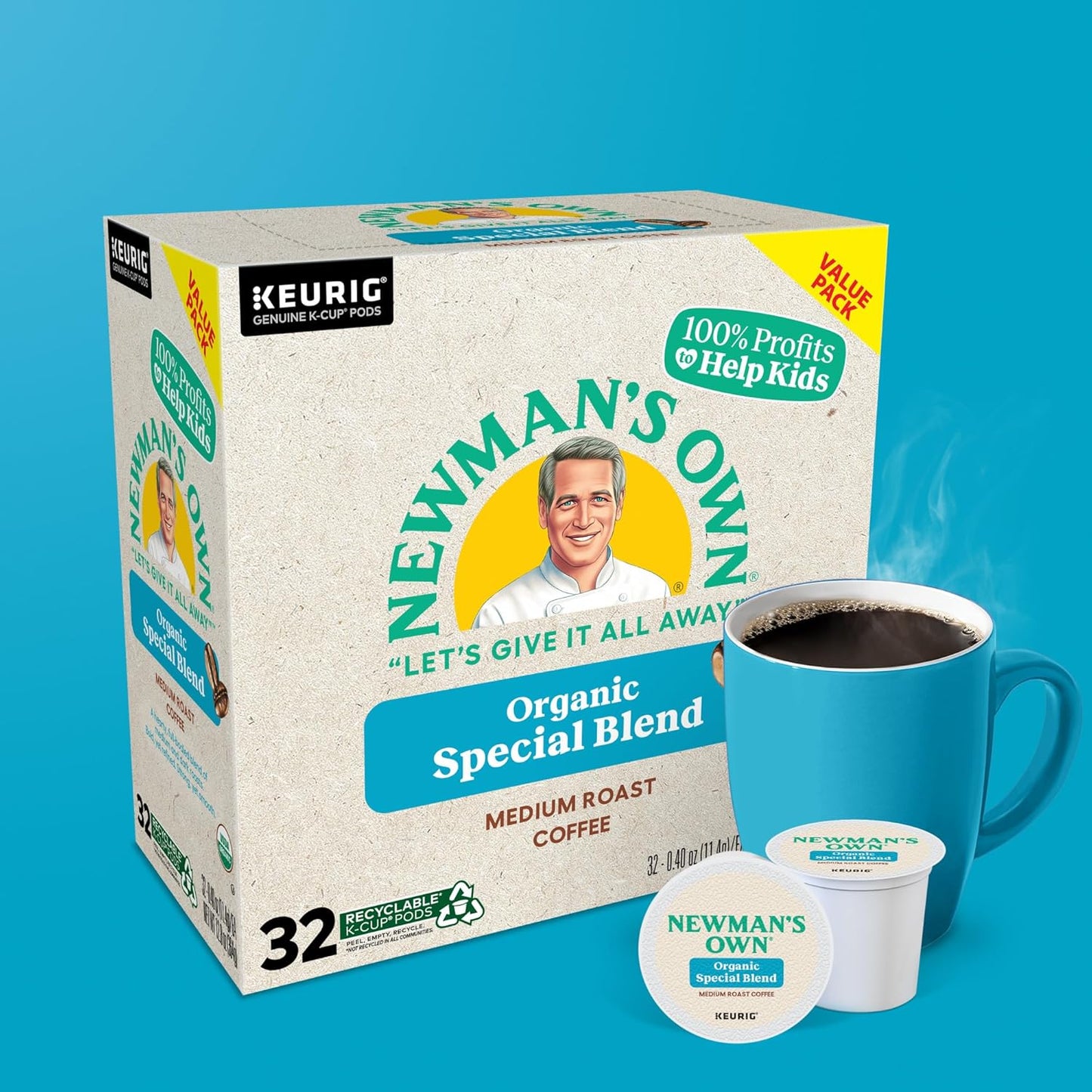 Newman's Own Organics Medium Roast Coffee K-Cup Pods - Special Blend, 32 Count