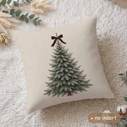 Moody Christmas Tree Bell Bow Throw Pillow Cover 18x18 - Set of 2 (Variation: Bell Bow)