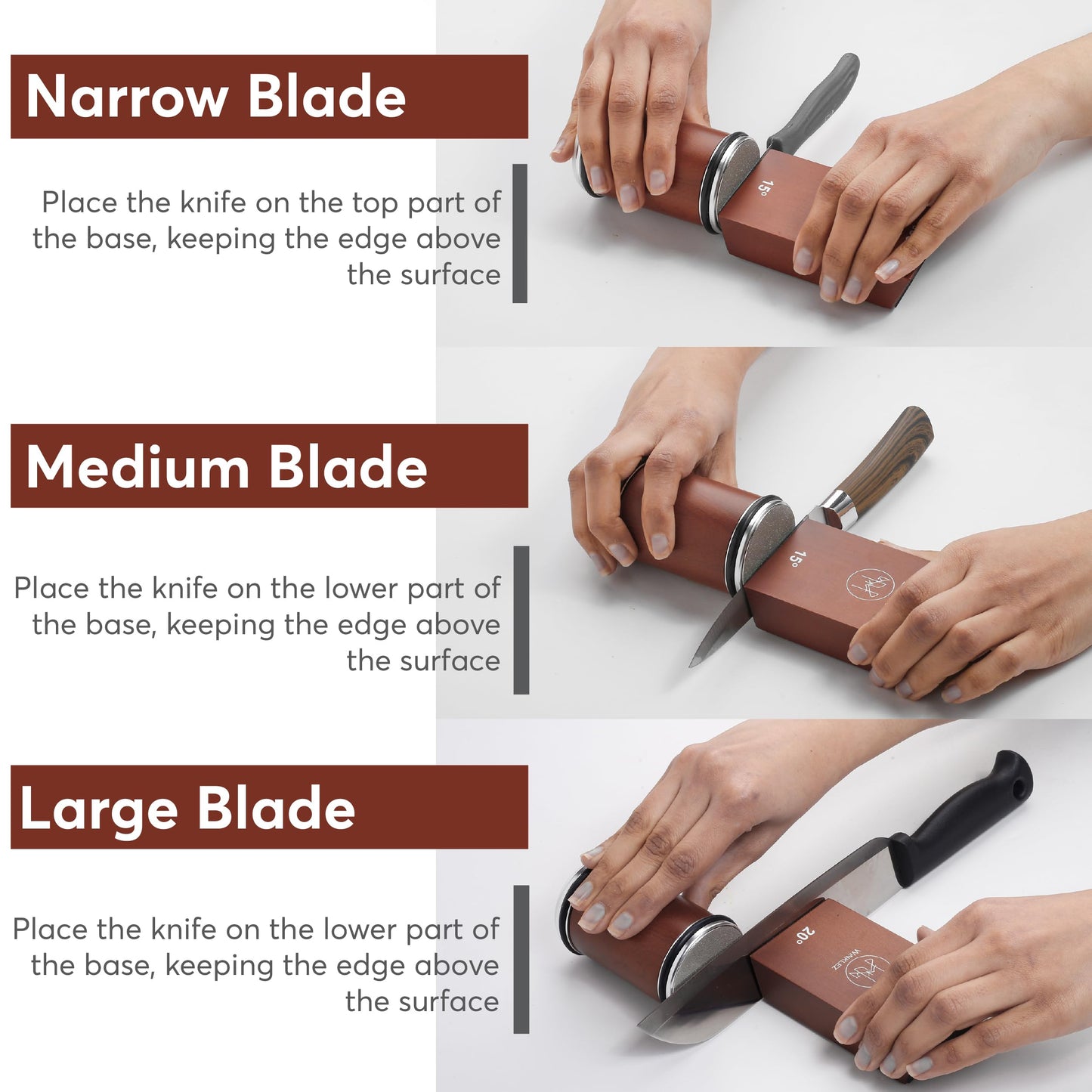 Winklez Rolling Knife Sharpener with Diamond and Ceramic Discs, Kitchen Knife Sharpener with 15° & 20° Magnetic Angles, Strong Knife Sharpening Kit (Brown)